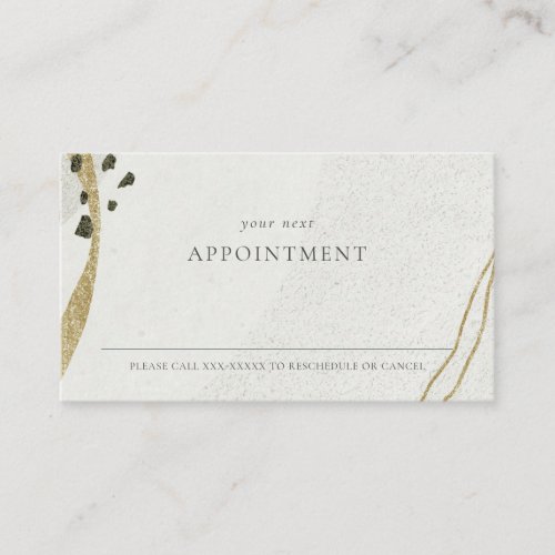 Abstract Ivory Gold Stone Appointment Reminder Business Card