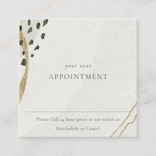 Abstract Ivory Gold Stone Appointment Reminder Square Business Card