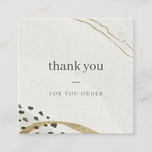 Abstract Ivory Gold Stone Thank You For Your Order Square Business Card