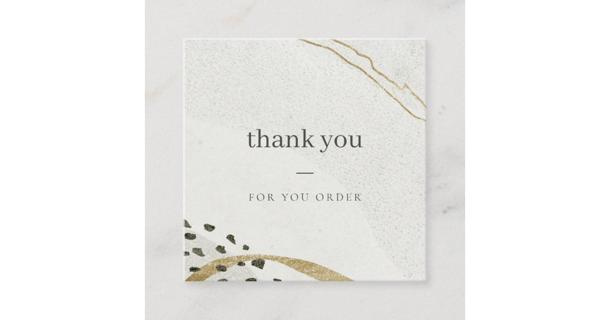 Abstract Ivory Gold Stone Thank You For Your Order Square Business Card ...