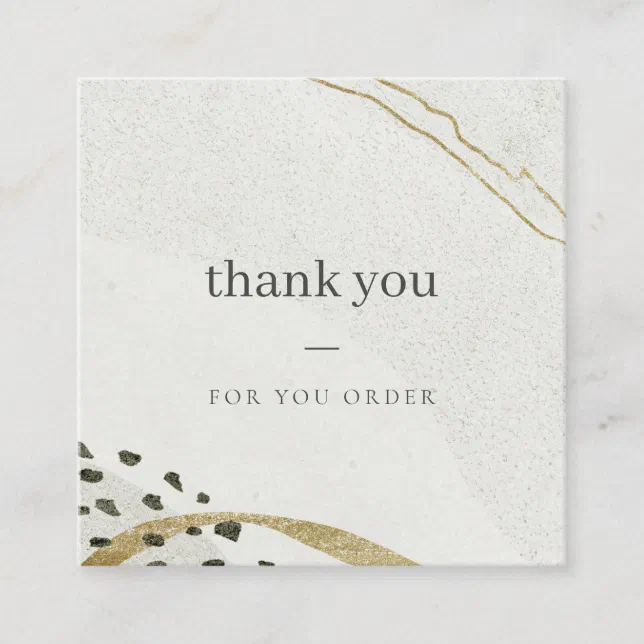 Abstract Ivory Gold Stone Thank You For Your Order Square Business Card ...