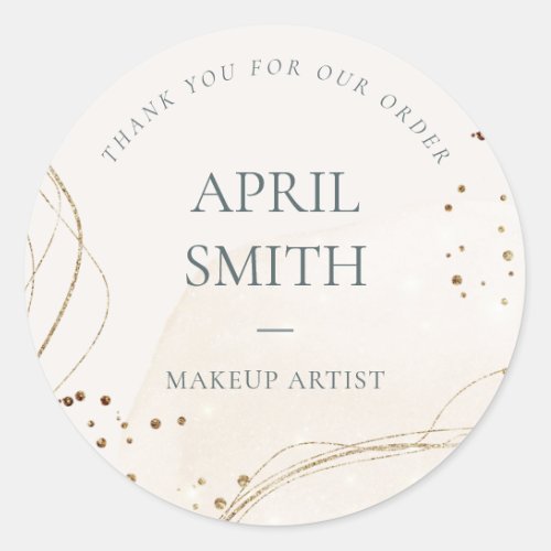 Abstract Ivory Gold Thank You For Your Order  Classic Round Sticker