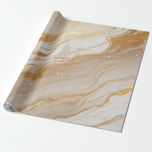 Abstract ivory marble texture with gold accents wrapping paper