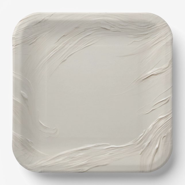 Abstract Ivory Texture Paper Plates (Front)