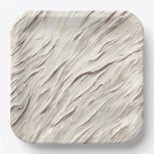Abstract Ivory Texture Paper Plates (Front)