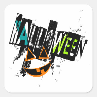 Abstract Jack O' Lantern Grin Halloween Square Sticker