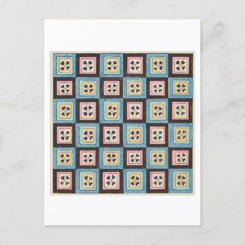 Abstract Japanese Quilt_Style Design Postcard