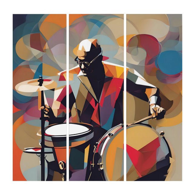 Abstract Jazz Drummer Solo Triptych (Front)