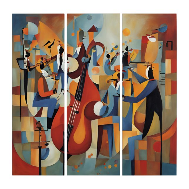 Abstract Jazz Musicians Triptych (Front)