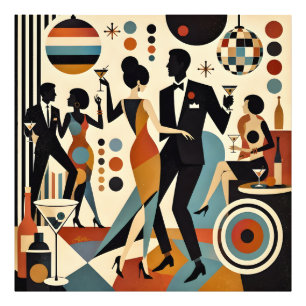 Abstract Jazzy Martinis and Dancing Cocktail Party Photo Print