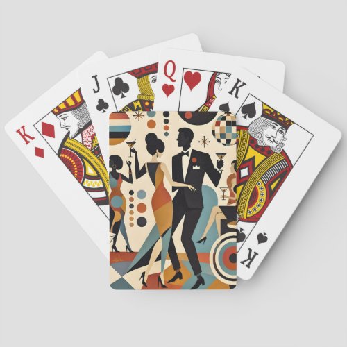 Abstract Jazzy Martinis and Dancing Cocktail Party Poker Cards