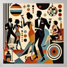 Abstract Jazzy Martinis and Dancing Cocktail Party