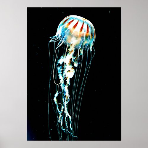 abstract jellyfish sea life nautical art poster