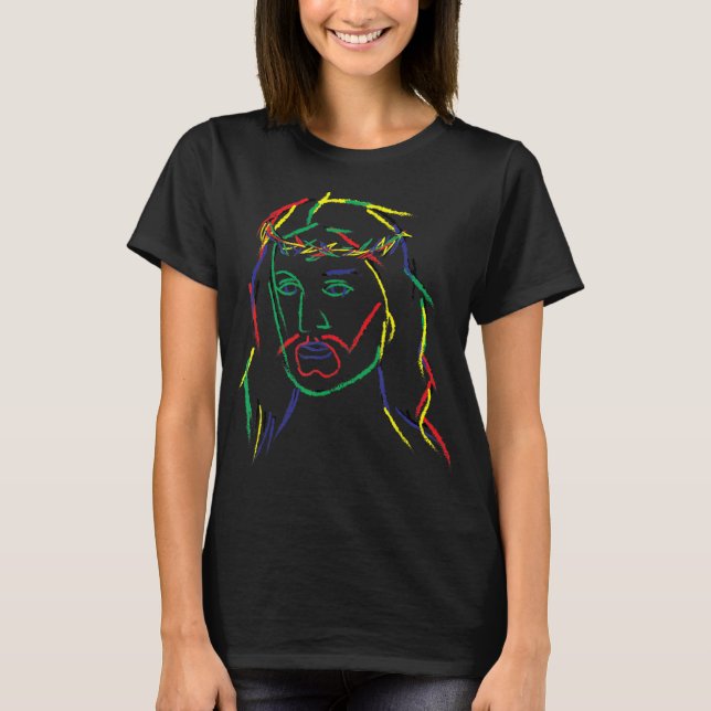 Abstract Jesus Graphic Image Cool Fun Piece T-Shir T-Shirt (Front)