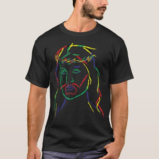 Abstract Jesus Graphic Image Cool Fun Piece T-Shir T-Shirt (Front)