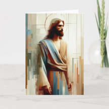 Abstract Jesus Portrait Greeting Card