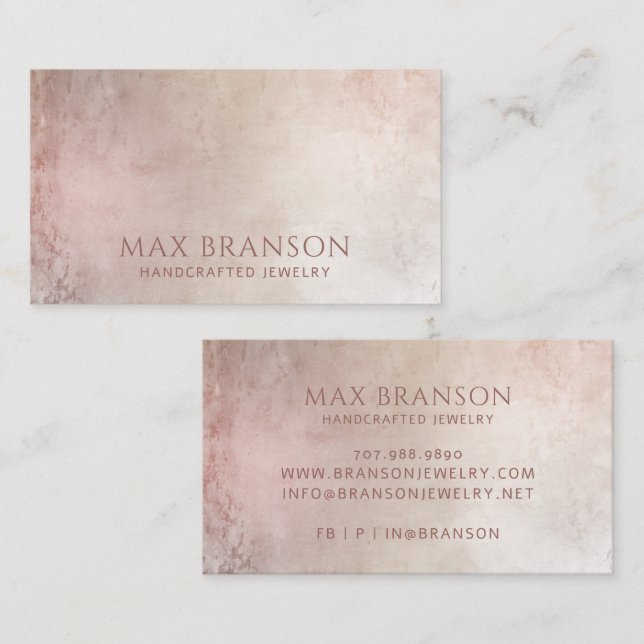Abstract Jewelry Designer Dusty Pink Brush Painted Business Card (Front/Back)