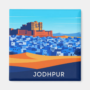 Abstract Jodhpur India Blue houses Magnet