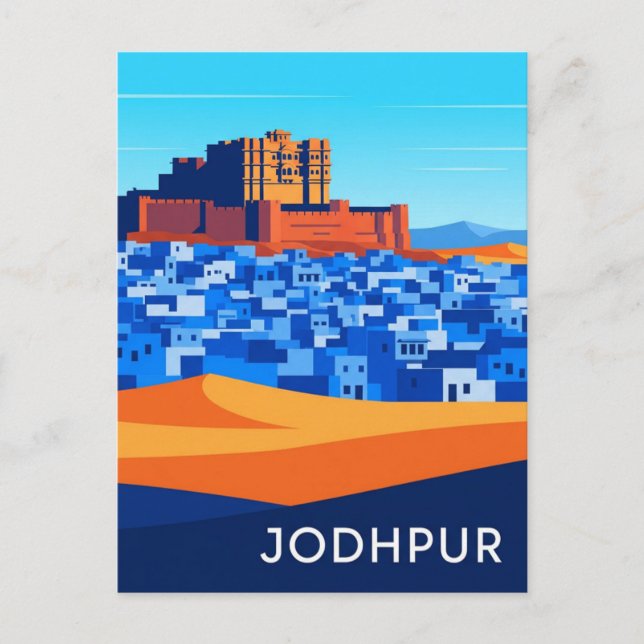 Abstract Jodhpur India Blue houses Postcard (Front)