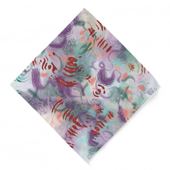 Abstract joyful mark making unique bandana (Front)
