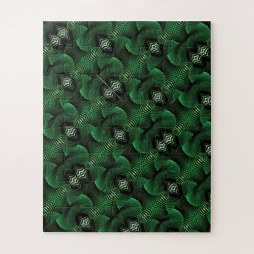 Abstract Jungle Leaf Fan Design Jigsaw Puzzle