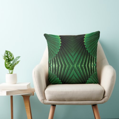 Abstract Jungle Leaf Fan Design Throw Pillow