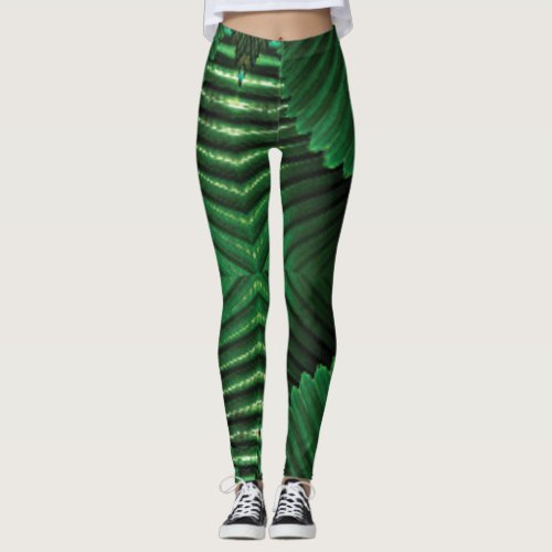 Abstract Jungle Leaf Fan Design Womens Leggings