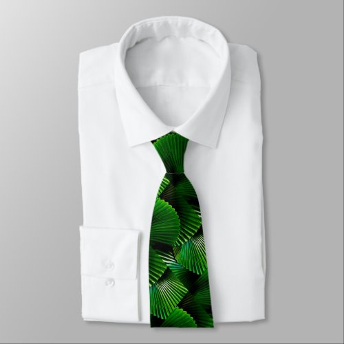 Abstract Jungle Leaf Fan Palm Design Neck Tie
