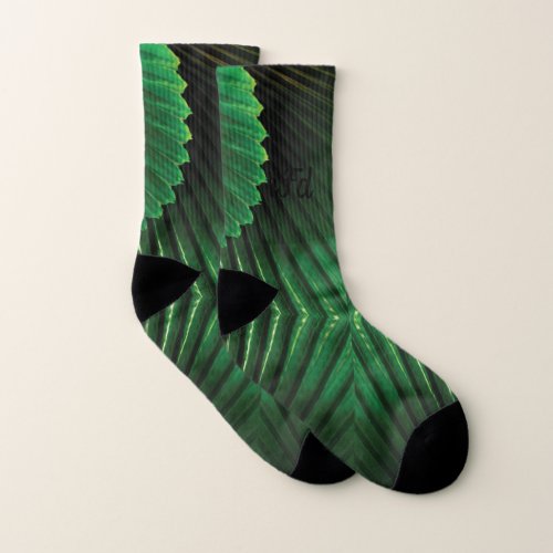 Abstract Jungle Leaf Fan Palm Socks