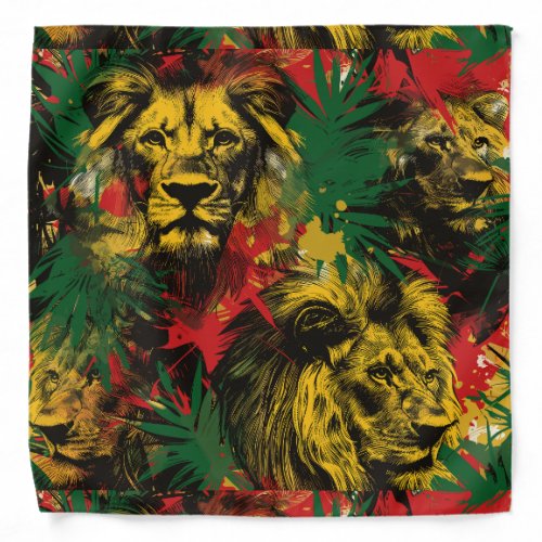 Abstract Jungle Rasta Lion One Love Reggae Jamaica Bandana