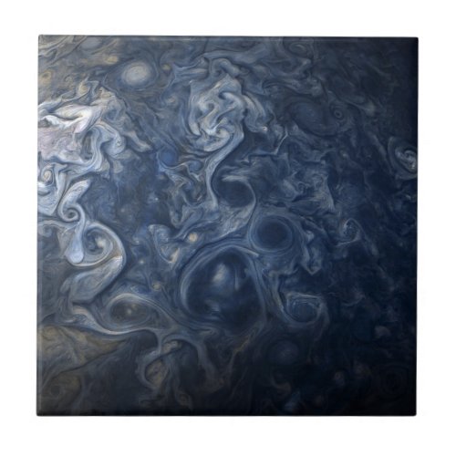 Abstract Jupiter Blues Space Ceramic Tile