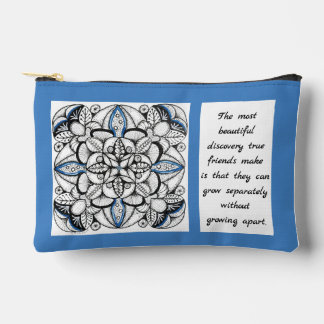 Abstract Kaleidoscope Doodle with Friendship Quote Accessory Pouch