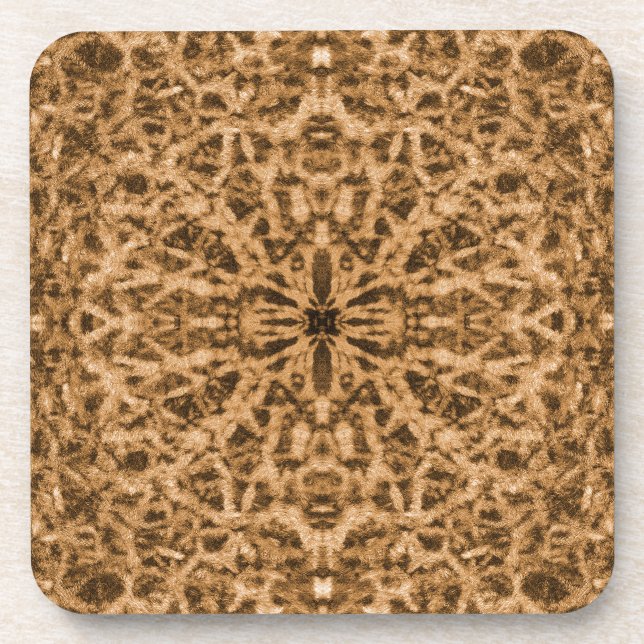 Abstract kaleidoscope fur pattern drink coaster (Front)