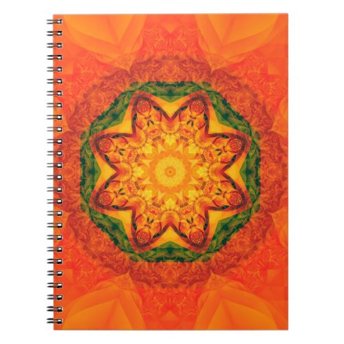 Abstract kaleidoscope orange background Beautiful Notebook