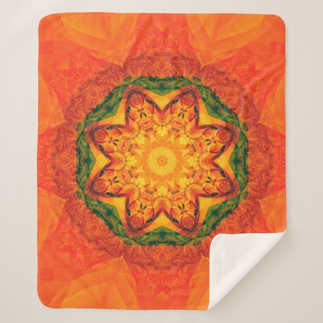 Abstract kaleidoscope orange background. Beautiful Sherpa Blanket (Front)