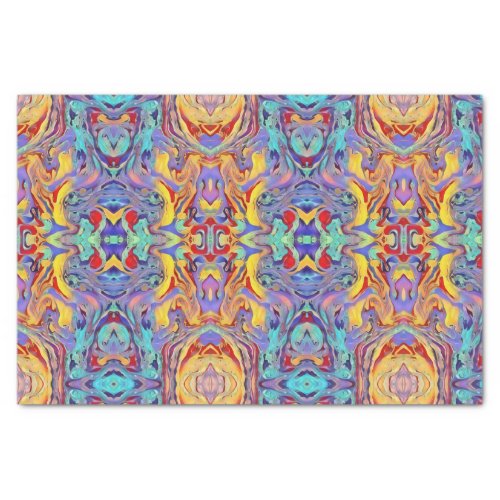 Abstract Kaleidoscope Owl in Bright Primary Colors Tissue Paper