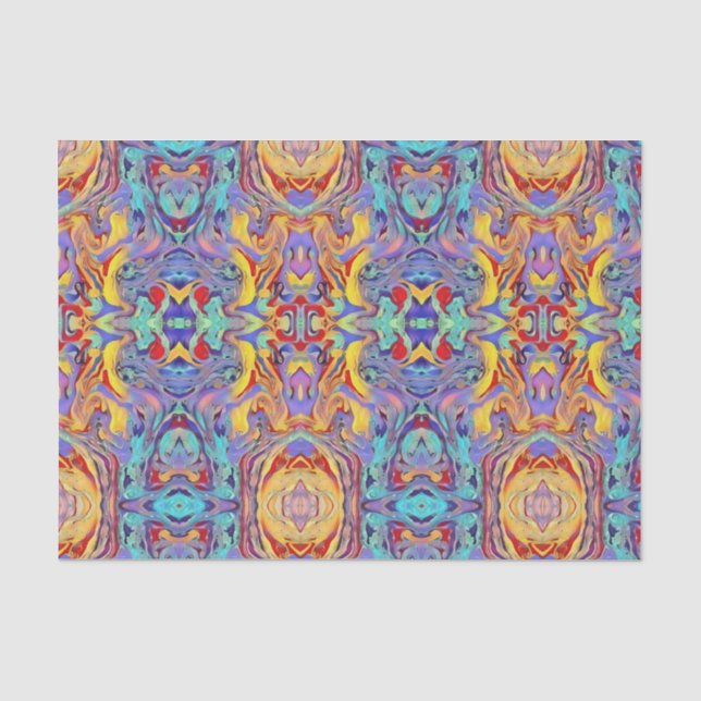 Abstract Kaleidoscope Owl in Bright Primary Colors Tissue Paper (Front)