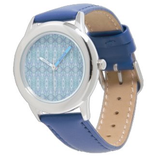 Abstract Kaleidoscope Pattern Blue Wristwatch