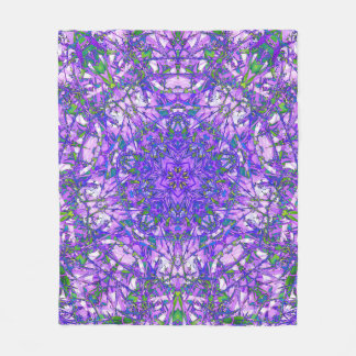 Abstract Kaleidoscope Pattern in Purple and Green Fleece Blanket