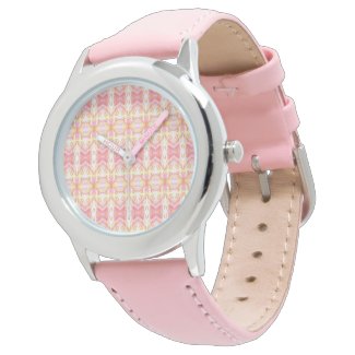 Abstract Kaleidoscope Pattern Pink & Yellow Watch