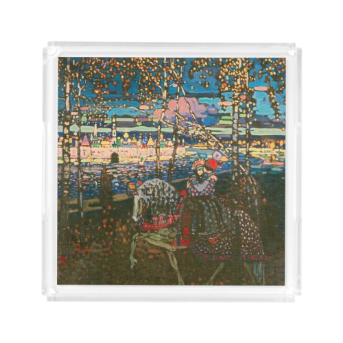 Abstract Kandinsky Riding Couple Colorful Acrylic Tray