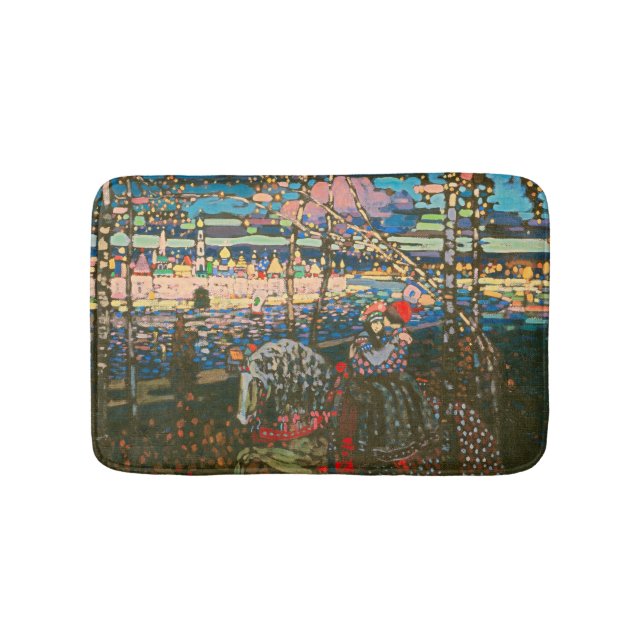 Abstract Kandinsky Riding Couple Colorful Bath Mat (Front)