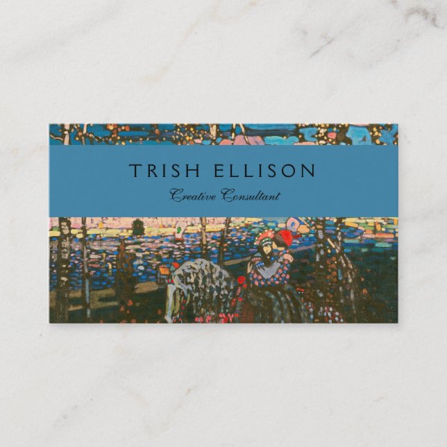 Abstract Kandinsky Riding Couple Colorful Business Card (Front)