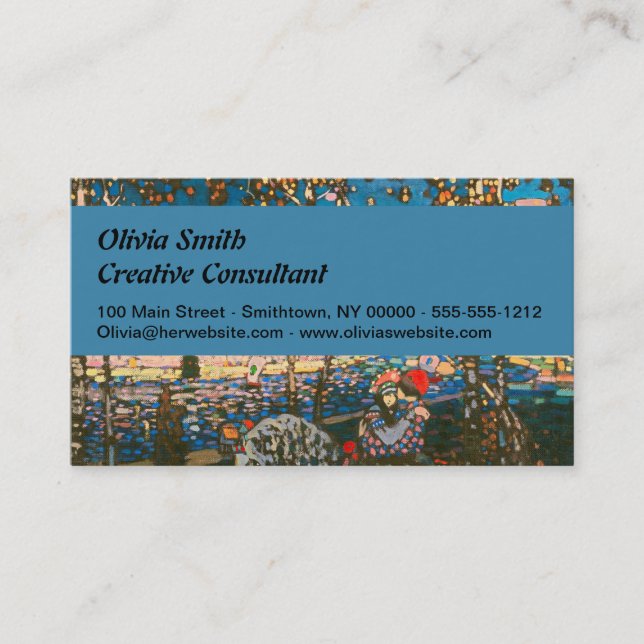 Abstract Kandinsky Riding Couple Colorful Business Card (Front)