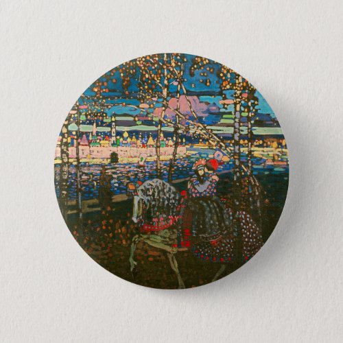 Abstract Kandinsky Riding Couple Colorful Button