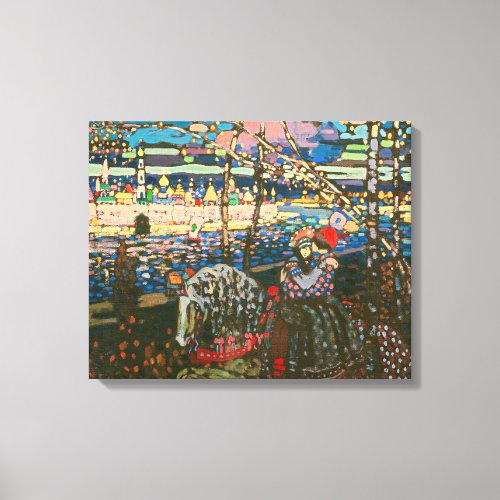 Abstract Kandinsky Riding Couple Colorful Canvas Print