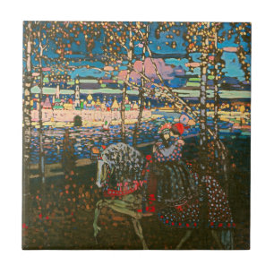 Abstract Kandinsky Riding Couple Colorful Ceramic Tile