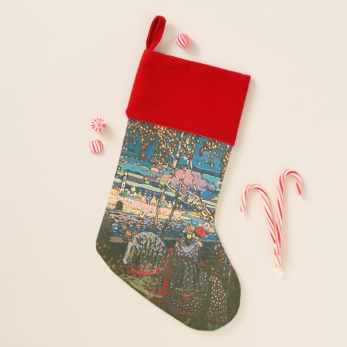 Abstract Kandinsky Riding Couple Colorful Christmas Stocking