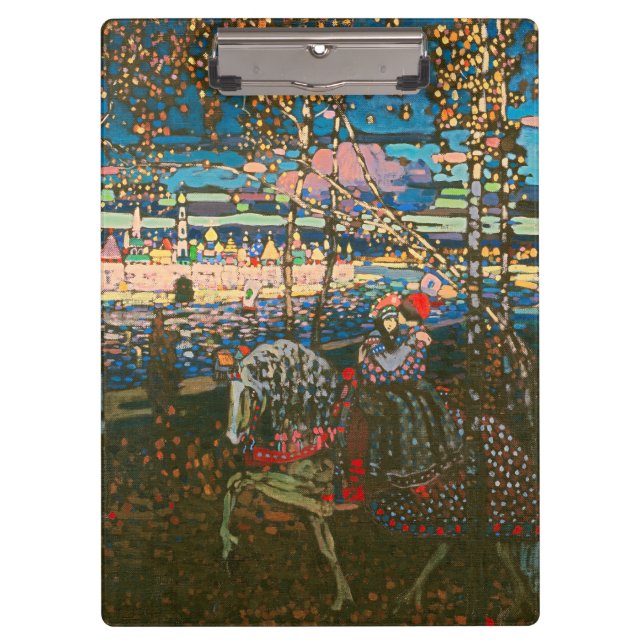 Abstract Kandinsky Riding Couple Colorful Clipboard (Front)