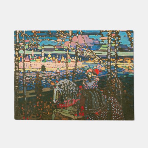 Abstract Kandinsky Riding Couple Colorful Doormat